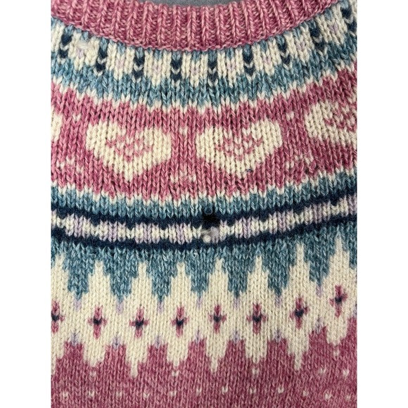 Woolrich Vintage Wool Fair Isle Nordic Sweater Women's L Pink Pullover - Picture 3 of 9